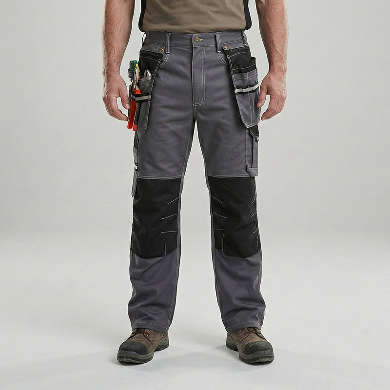100% Cotton Cargo Pants with Detachable and Movable Hanging Pockets, Knee Pad Installable, Durable for Outdoor Working [B111]