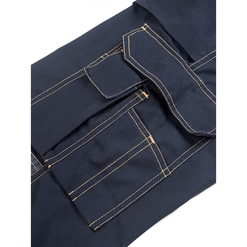Polyester Bib Overalls for Mechanics with Pockets & Installable Knee Pads